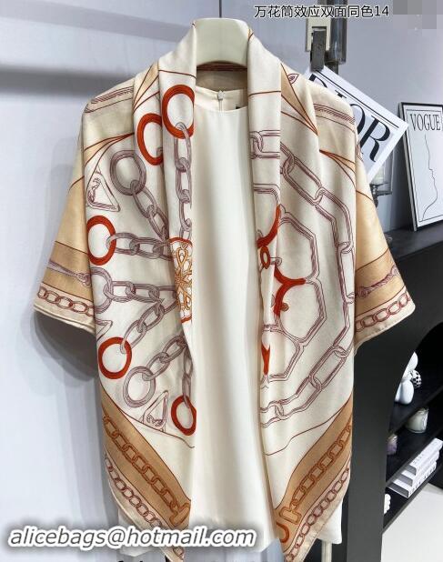 Free Shipping Hermes Effet Kaleidoscope Cashmere Silk Shawl 140cm H1090 Brown 2024