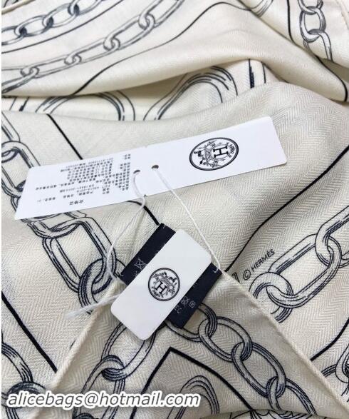 Super Quality Hermes Effet Kaleidoscope Cashmere Silk Shawl 140cm H1090 White 2024