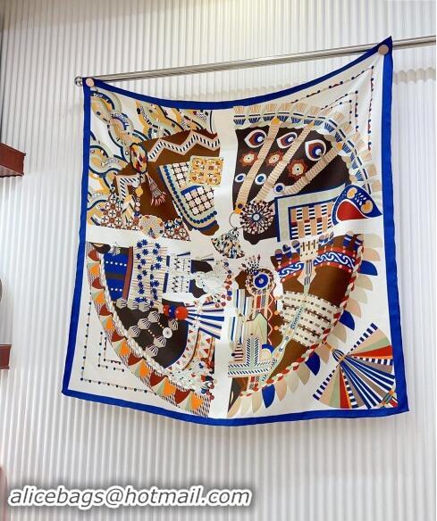 Well Crafted Hermes Haute Parure Silk Square Scarf 90x90cm H1091 White 2024