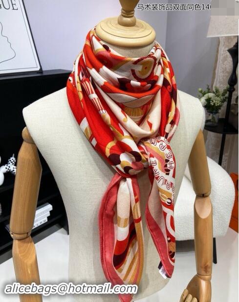 Trendy Design Hermes Haute Parure Cashmere Silk Shawl 140cm H1092 Red 2024