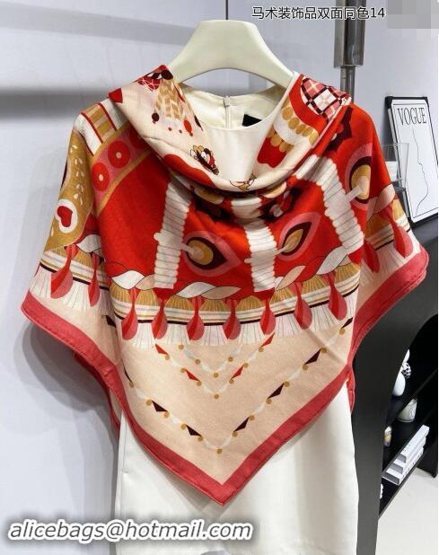 Trendy Design Hermes Haute Parure Cashmere Silk Shawl 140cm H1092 Red 2024