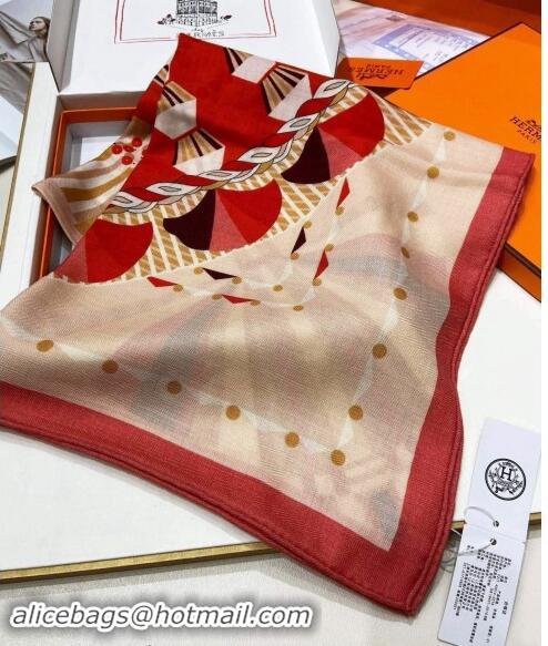 Trendy Design Hermes Haute Parure Cashmere Silk Shawl 140cm H1092 Red 2024