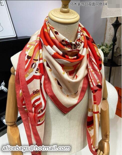 Trendy Design Hermes Haute Parure Cashmere Silk Shawl 140cm H1092 Red 2024