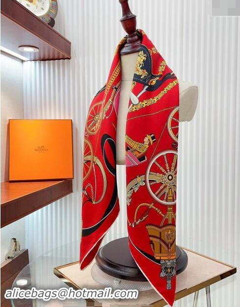 Best Product Hermes Stately Wheels Silk Square Scarf 90x90cm H1092 Red 2024