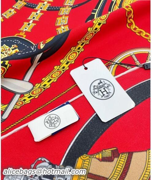 Best Product Hermes Stately Wheels Silk Square Scarf 90x90cm H1092 Red 2024