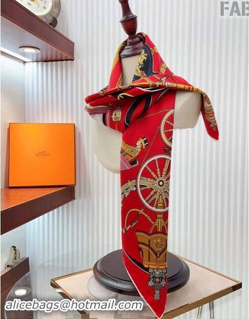 Best Product Hermes Stately Wheels Silk Square Scarf 90x90cm H1092 Red 2024