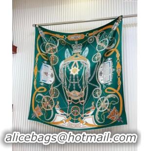 Discount Design Hermes Stately Wheels Silk Square Scarf 90x90cm H1092 Green 2024