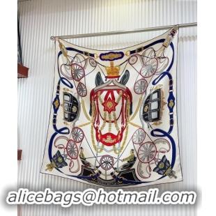 Famous Brand Hermes Stately Wheels Silk Square Scarf 90x90cm H1092 White 2024