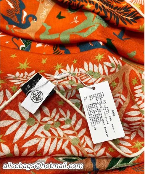 Well Crafted Hermes Sous le Charme d'Orphee Cashmere Shawl Scarf 140cm H1093 Orange 2024