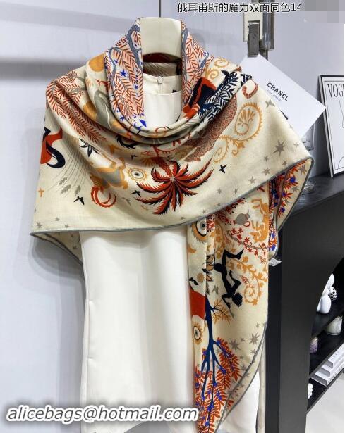 Most Popular Hermes Sous le Charme d'Orphee Cashmere Shawl Scarf 140cm H1093 Grey 2024