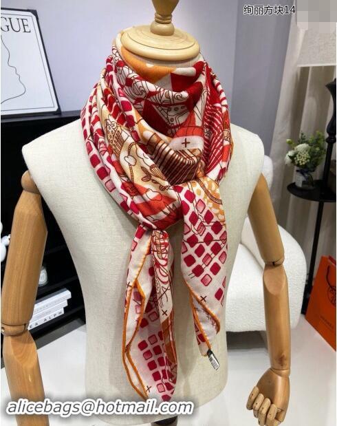 Low Price Hermes Twilly au Bloc Liste Vernie Cashmere Shawl Scarf 140cm H1093 Red 2024