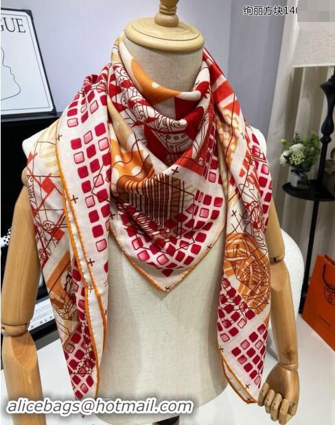 Low Price Hermes Twilly au Bloc Liste Vernie Cashmere Shawl Scarf 140cm H1093 Red 2024