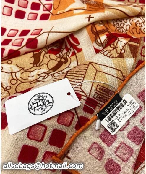 Low Price Hermes Twilly au Bloc Liste Vernie Cashmere Shawl Scarf 140cm H1093 Red 2024