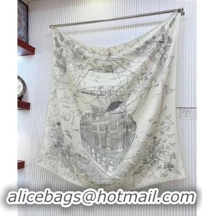 Most Popular Hermes Flagship Cashmere Shawl Scarf 140cm H1093 White 2024