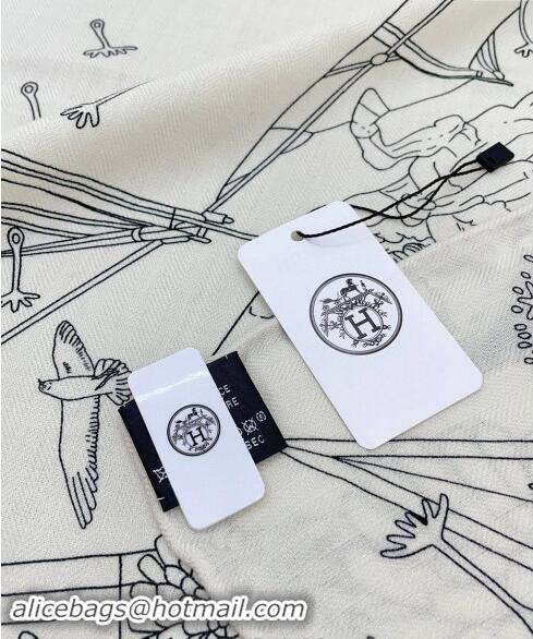 Most Popular Hermes Flagship Cashmere Shawl Scarf 140cm H1093 White 2024