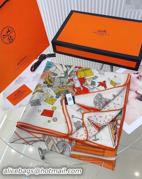 Super Quality Hermes Flagship Cashmere Shawl Scarf 140cm H1093 Orange 2024