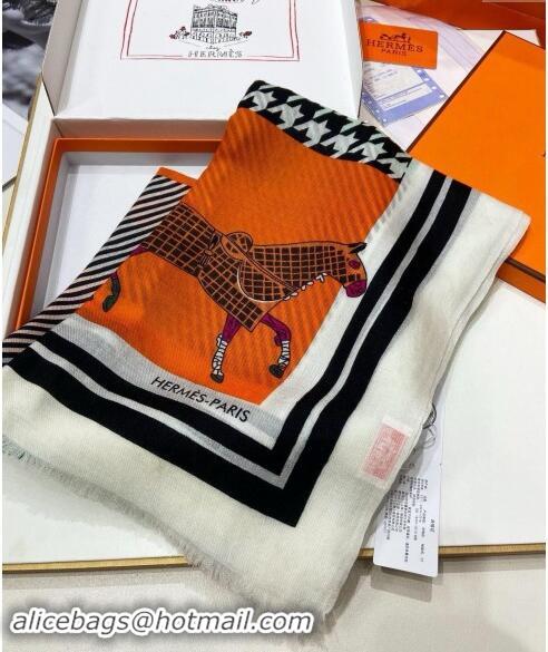 Top Quality Hermes Cashmere Long Scarf 110x200cm 0913 Orange 2024