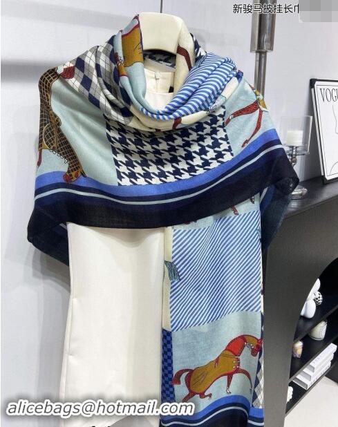 Reasonable Price Hermes Cashmere Long Scarf 110x200cm 0913 Blue 2024