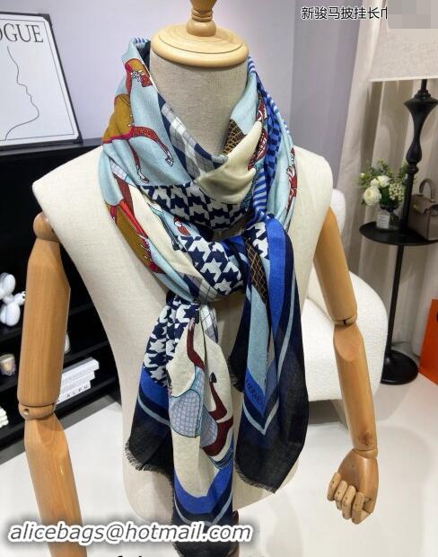 Reasonable Price Hermes Cashmere Long Scarf 110x200cm 0913 Blue 2024