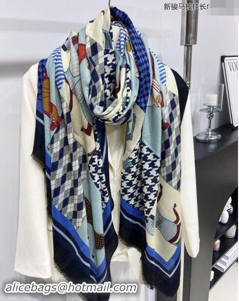 Reasonable Price Hermes Cashmere Long Scarf 110x200cm 0913 Blue 2024