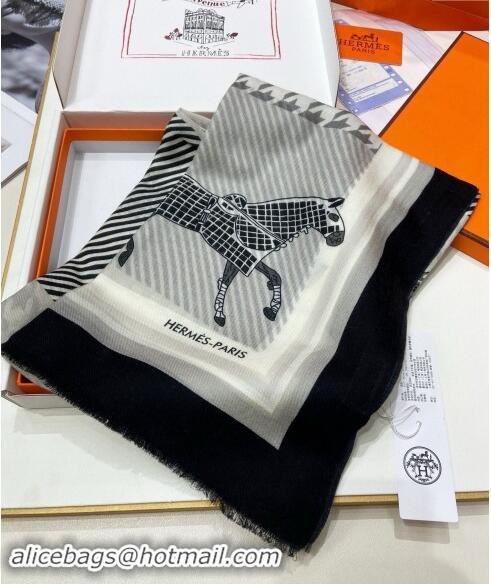 Grade Design Hermes Cashmere Long Scarf 110x200cm 0913 Grey 2024