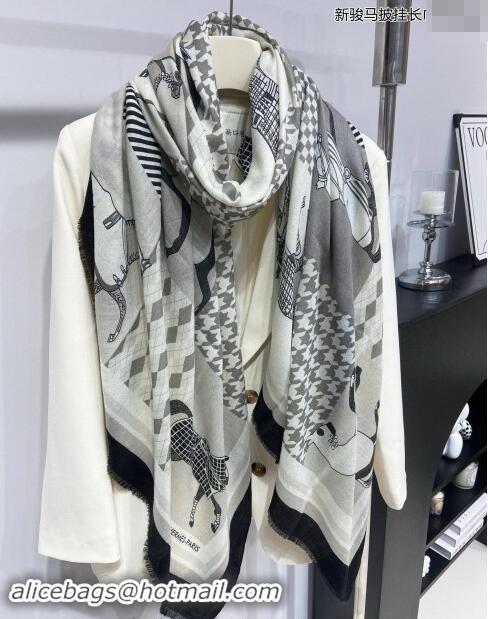 Grade Design Hermes Cashmere Long Scarf 110x200cm 0913 Grey 2024