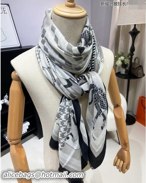 Grade Design Hermes Cashmere Long Scarf 110x200cm 0913 Grey 2024