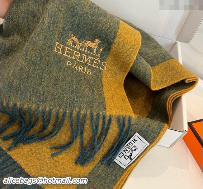 Luxury Grade Hermes Cashmere Long Scarf 30x180cm 1021001 Green/Yellow 2024