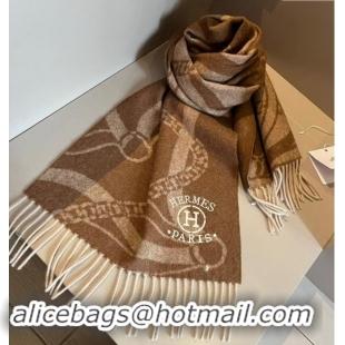 Super Quality Hermes Printed Cashmere Long Scarf 30x180cm 1021002 Brown 2024