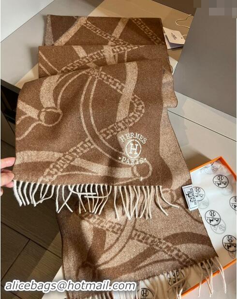 Super Quality Hermes Printed Cashmere Long Scarf 30x180cm 1021002 Brown 2024