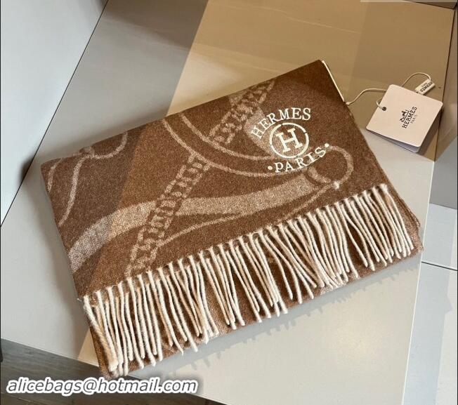 Super Quality Hermes Printed Cashmere Long Scarf 30x180cm 1021002 Brown 2024