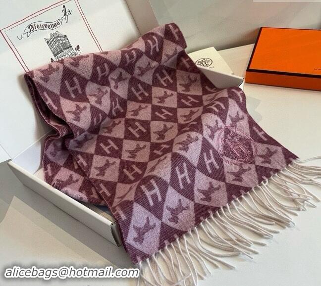 Buy Discount Hermes H Horse Cashmere Long Scarf 32x180cm 1021003 Burgundy 2024