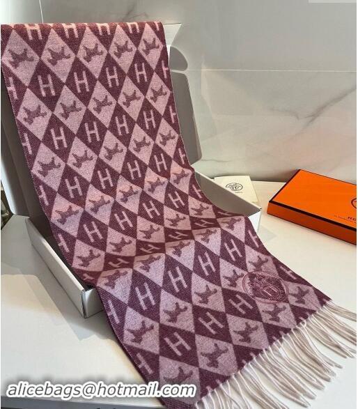 Buy Discount Hermes H Horse Cashmere Long Scarf 32x180cm 1021003 Burgundy 2024