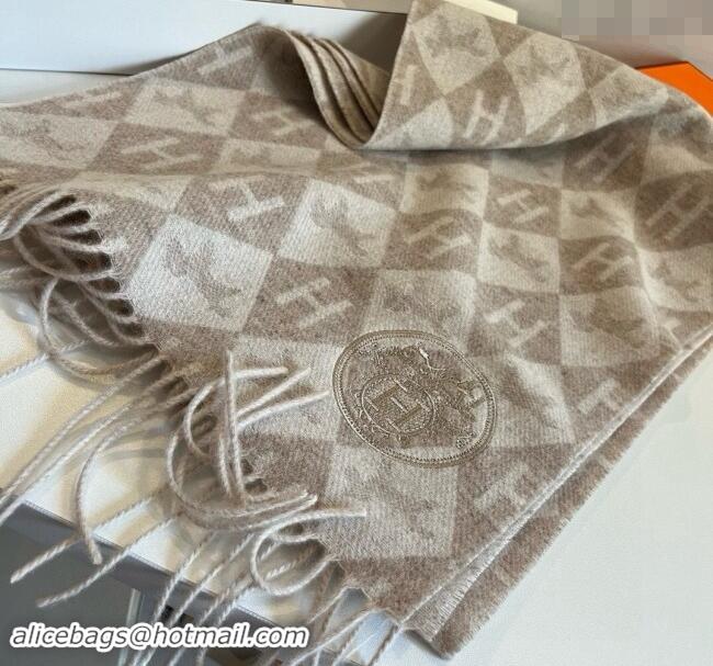 Market Sells Hermes H Horse Cashmere Long Scarf 32x180cm 1021003 Beige 2024