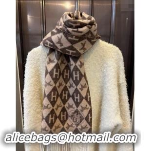 Classic Specials Hermes H Horse Cashmere Long Scarf 32x180cm 1021003 Brown 2024