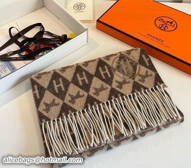 Classic Specials Hermes H Horse Cashmere Long Scarf 32x180cm 1021003 Brown 2024