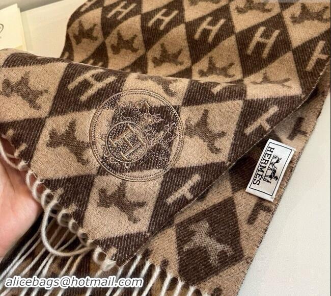 Classic Specials Hermes H Horse Cashmere Long Scarf 32x180cm 1021003 Brown 2024