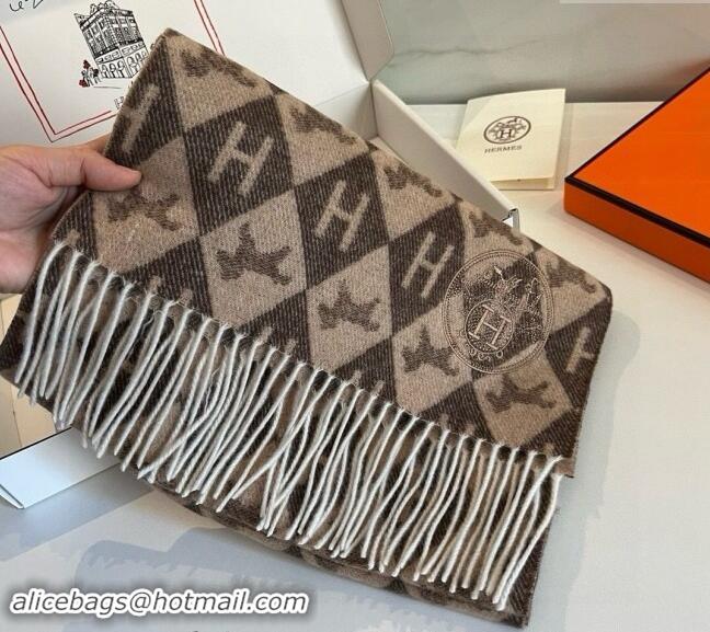 Classic Specials Hermes H Horse Cashmere Long Scarf 32x180cm 1021003 Brown 2024