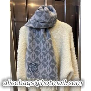 Affordable Price Hermes H Horse Cashmere Long Scarf 32x180cm 1021003 Grey 2024