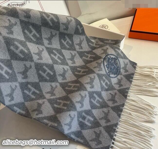 Affordable Price Hermes H Horse Cashmere Long Scarf 32x180cm 1021003 Grey 2024