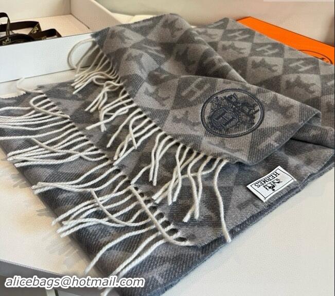 Affordable Price Hermes H Horse Cashmere Long Scarf 32x180cm 1021003 Grey 2024