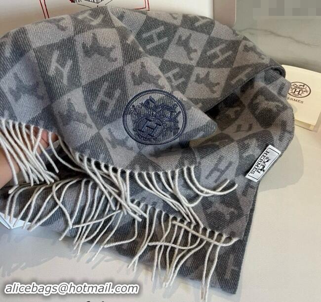 Affordable Price Hermes H Horse Cashmere Long Scarf 32x180cm 1021003 Grey 2024