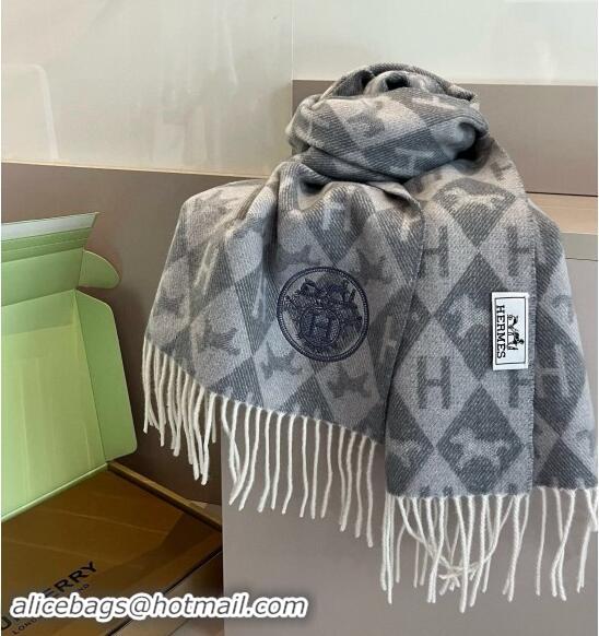 Affordable Price Hermes H Horse Cashmere Long Scarf 32x180cm 1021003 Grey 2024