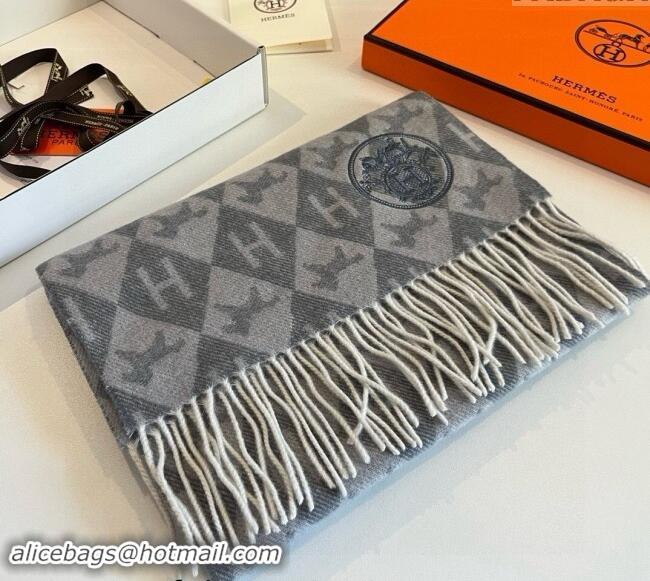 Affordable Price Hermes H Horse Cashmere Long Scarf 32x180cm 1021003 Grey 2024