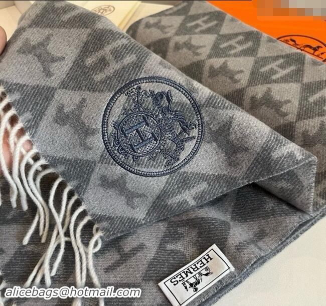 Affordable Price Hermes H Horse Cashmere Long Scarf 32x180cm 1021003 Grey 2024