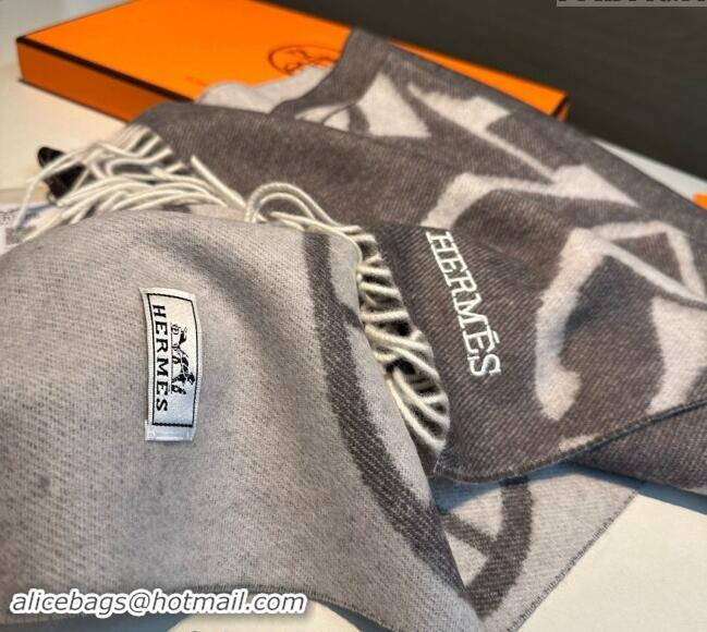 Luxury Cheap Hermes Horse Wool Long Scarf 30x180cm 1021004 Dark Grey 2024