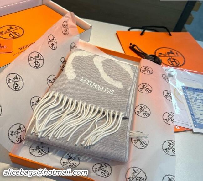 Market Sells Hermes Horse Wool Long Scarf 30x180cm 1021004 Light Grey 2024