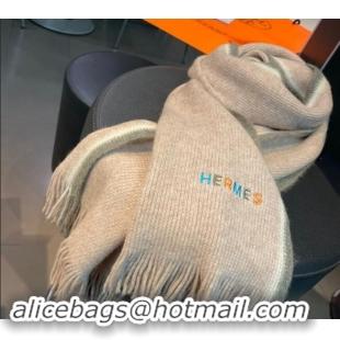 Buy Fashionable Hermes Cashmere Knit Long Scarf 30x180cm 1021005 Grey 2024