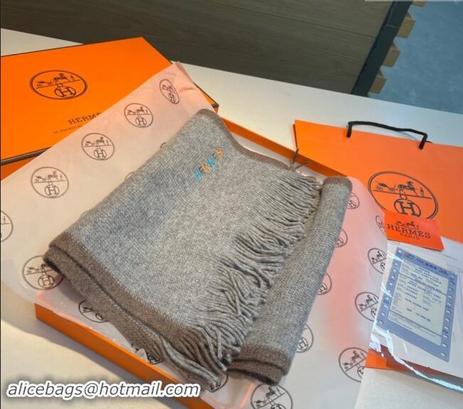 Shop Best Hermes Cashmere Knit Long Scarf 30x180cm 1021005 Grey 2024