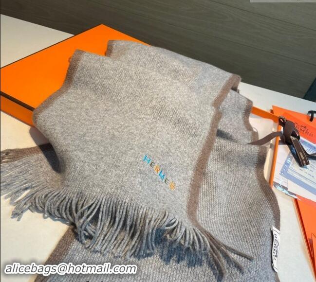 Shop Best Hermes Cashmere Knit Long Scarf 30x180cm 1021005 Grey 2024